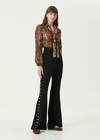 Черные широкие брюки на кнопках Dolce&Gabbana