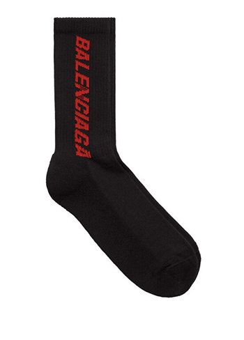 Черные и красные женские носки с логотипом Balenciaga