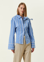 Рубашка в кружевную полоску с синим воротником Jacquemus