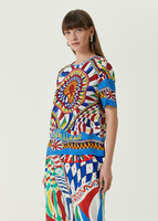 Шелковая блузка с узором carretto с круглым вырезом Dolce&Gabbana