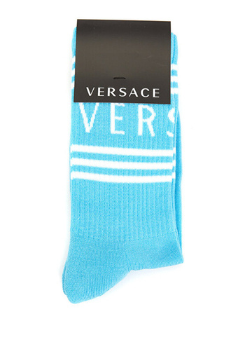 Бирюзовые женские носки с логотипом Versace