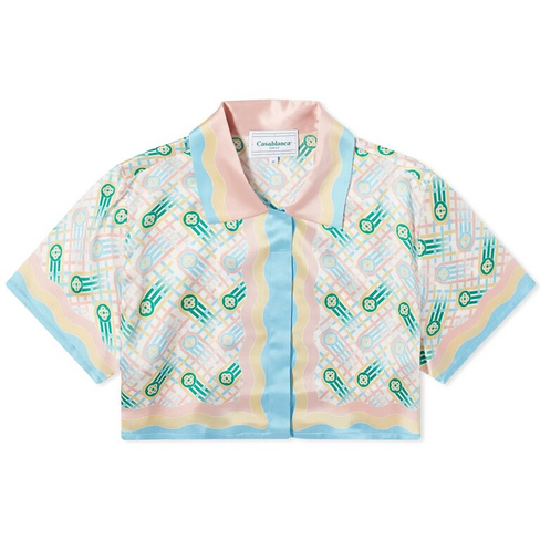 Рубашка Casablanca Cuban Cropped Silk Short Sleeve, мультиколор