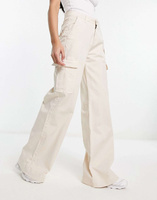 Кремовые широкие брюки карго из твила с завышенной талией Urban Classics
