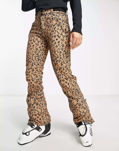 Коричневые лыжные брюки из софтшелла Protest Angle с леопардовым принтом