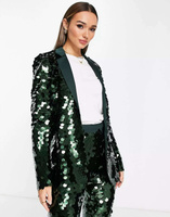 Зеленый узкий пиджак с пайетками ASOS
