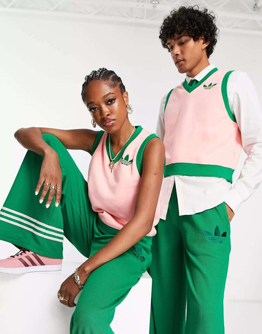 Розовый укороченный свитер унисекс adidas Originals 'adicolor 70s