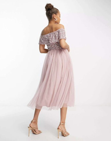 Платье миди с отделкой Beauut Bridesmaid матово-розового цвета