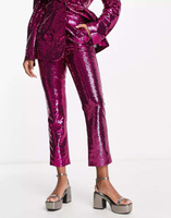 Розовые узкие прямые костюмные брюки с пайетками ASOS