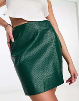Мини-юбка из крокодила 4th & Reckless изумрудно-зеленого цвета