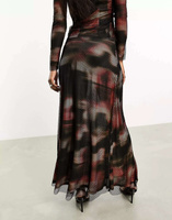 Цветная макси-юбка Amy Lynn с сетчатой ​​накладкой черного цвета