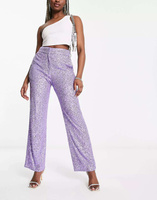 Пурпурные прямые брюки с пайетками на щиколотке ASOS
