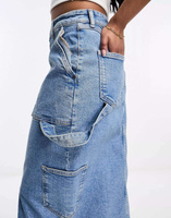 Синяя джинсовая юбка макси с карманами в стиле 90-х Waven Julie
