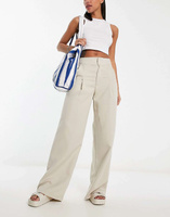 Бежевые широкие брюки с завышенной талией и леггинсами In The Style x Gemma Atkinson