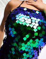 Эксклюзивное платье миди цвета кобальта с дисками и пайетками Collective the Label