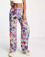 Разноцветные брюки в стиле ретро с цветочным принтом Weekday Harper