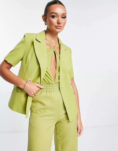 Классический пиджак с короткими рукавами Extro & Vert оливкового цвета