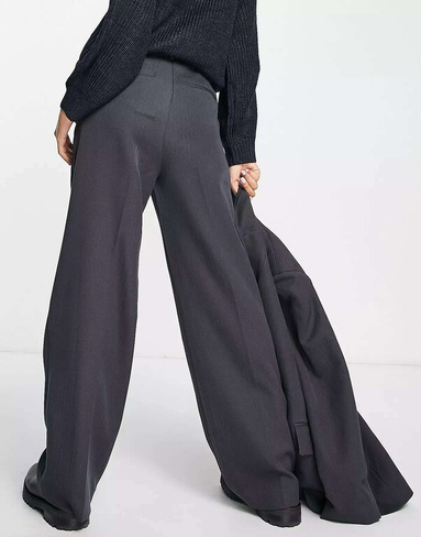 Серые широкие брюки с узором "елочка" Vero Moda