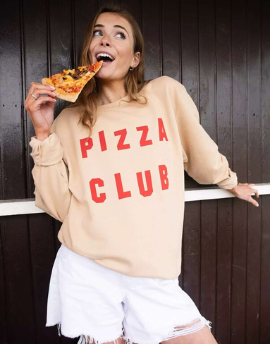 Песочный свитшот унисекс с надписью Pizza Club Batch1