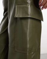 Зеленые свободные брюки карго из искусственной кожи в стиле 90-х годов Abercrombie & Fitch Curve Love