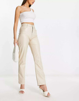 Прямые брюки из искусственной кожи Abercrombie & Fitch Curve Love в стиле 90-х годов устрично-серого цвета