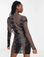 Трикотажное мини-платье коричневого цвета с градиентом Weekday Tini