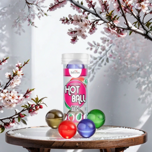 Лубрикант HOT BALL MIX на масляной основе в виде 4 шариков (мята, шоколад, клубники, винограда) Hot Flowers