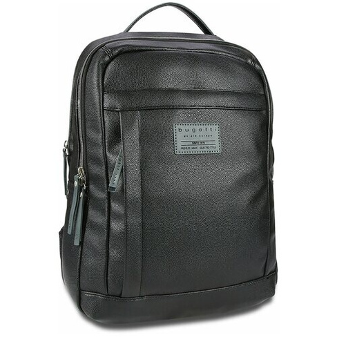 Городской рюкзак BUGATTI Moto D с отделением для ноутбука 15', мужской, женский, чёрный, полиуретан, 32х13х43 см, 16 л (