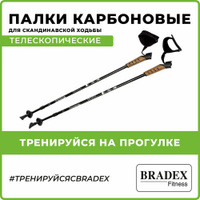 Палка для скандинавской ходьбы BRADEX карбоновые телескопические Нордик Стайл Про, 2 шт., черный Bradex