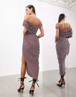 Платье миди в греческую полоску с открытыми плечами ASOS