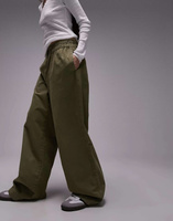 Прямые брюки цвета хаки с застежкой на пуговицы спереди Topshop