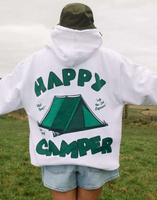 Белая худи унисекс Happy Camper с графическим принтом Batch1