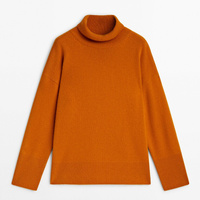 Свитер Massimo Dutti Wool Blend High Neck, оранжевый