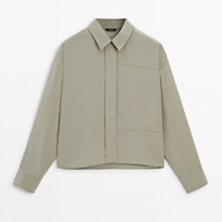 Рубашка Massimo Dutti Silk Blend With Seam Detail, светло-бежевый