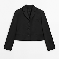 Пиджак Massimo Dutti Cropped With Buttons, черный
