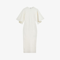 Облегающее платье миди эластичной вязки Lounia с рифлеными рукавами Ted Baker, белый