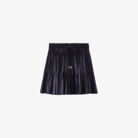 Плиссированная мини-юбка из искусственной кожи с эластичной талией Maje, цвет noir / gris