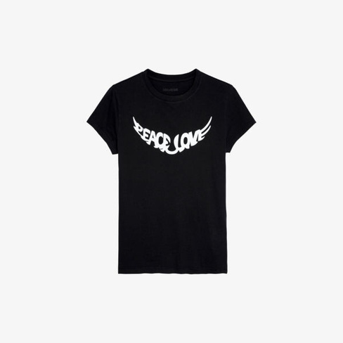 Хлопковая футболка с принтом Walk Peace and Love Zadig&Voltaire, цвет noir