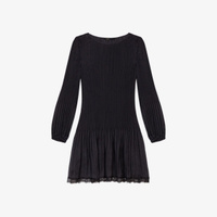 Плиссированное мини-платье с круглым вырезом Maje, цвет noir / gris