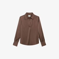 Атласная рубашка с V-образным воротником и V-образным вырезом Claudie Pierlot, цвет bruns