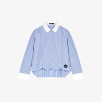Хлопковая рубашка в полоску с вышивкой клевера Maje, цвет bleus