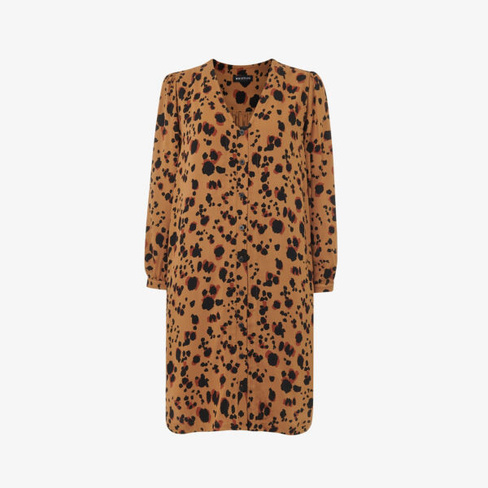 Тканое платье мини с леопардовым принтом и V-образным вырезом Whistles, мультиколор