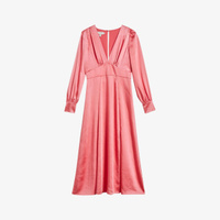 Атласное платье миди Daniia с рукавами-блузонами Ted Baker, цвет coral