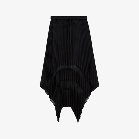 Тканая юбка миди с прозрачными вставками и асимметричным подолом The Kooples, черный