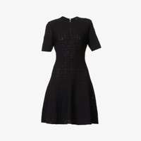 Трикотажное платье мини с расклешенной юбкой с тиснением монограммы Givenchy, черный
