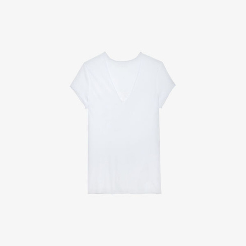 Хлопковая футболка Story с V-образным вырезом в сетку Zadig&Voltaire, цвет blanc