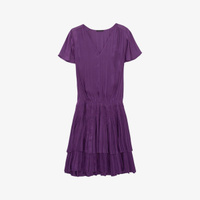 Тканое мини-платье со складками и V-образным вырезом Ikks, фиолетовый