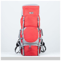 Рюкзак туристический, 80 л, отдел на стяжке, 2 наружных кармана, 2 боковых кармана, цвет серый/красный Taif