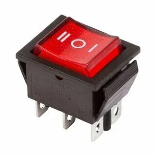 Выключатель клав. 250V 15А(6с) ON-OFF-ON красный с подсветкой и нейтралью REXANT 36-2390