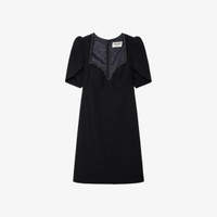 Тканое платье мини Roxelle, украшенное кристаллами Zadig&Voltaire, цвет noir