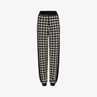 Шерстяные брюки с узором «гусиные лапки» на эластичных манжетах Gucci, черный